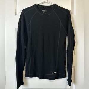 L.L. Bean Midweight Merino Wool Classic Black Long Sleeve Tee Base Layer